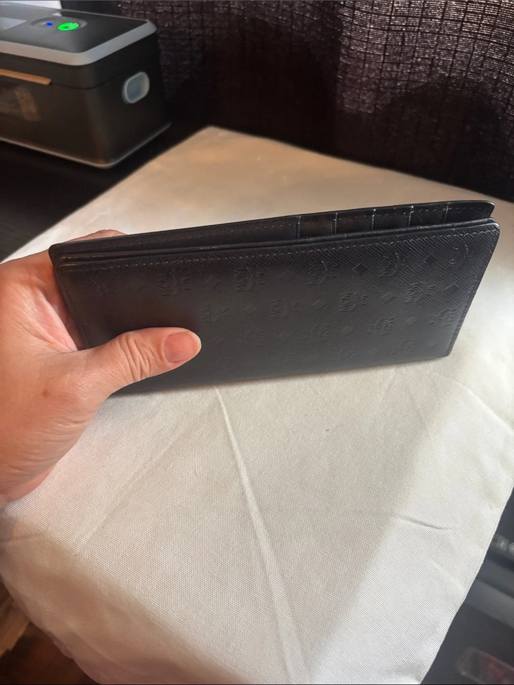 MCM Blue  Embossed Long Bifold Wallet